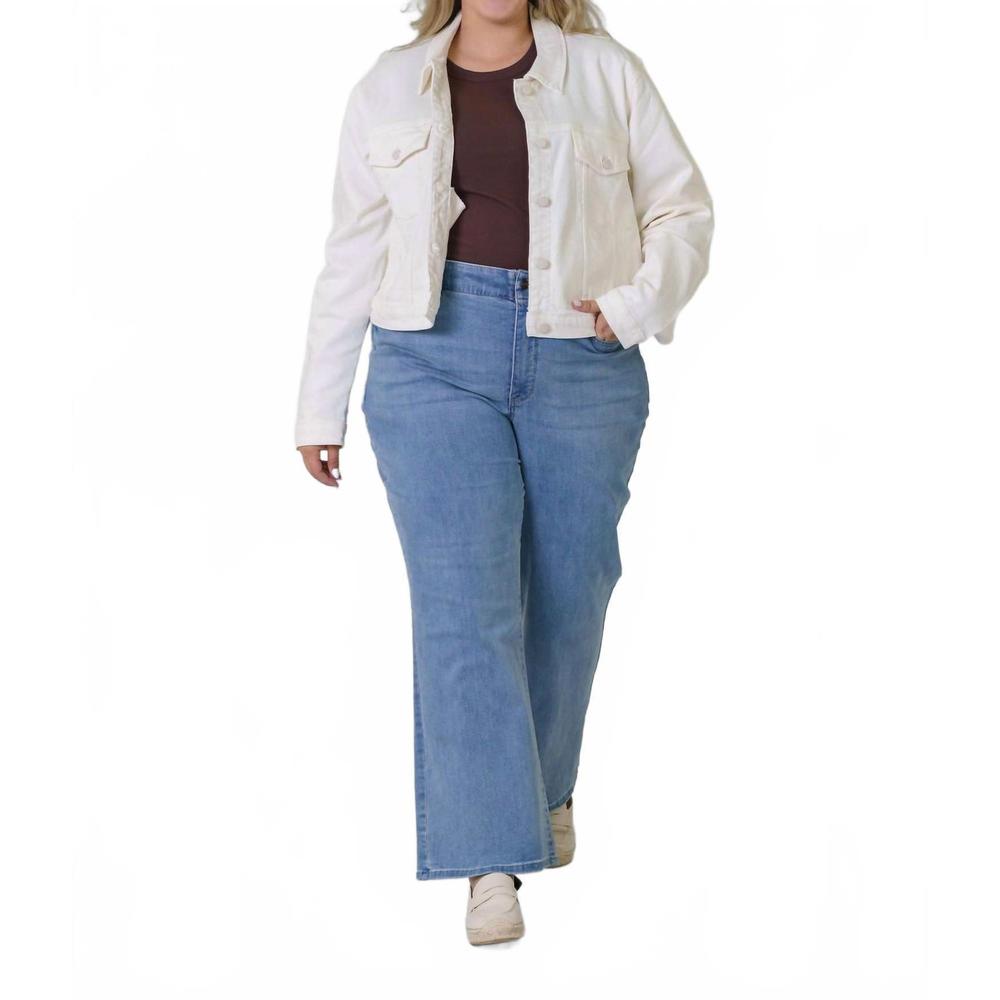 NEW GOOD AMERICAN committed to fit button down jacket - plus in cloud white